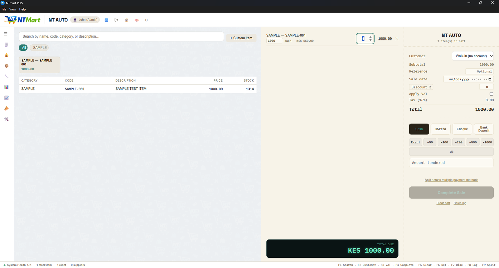 NTmart POS — Point of Sale screen